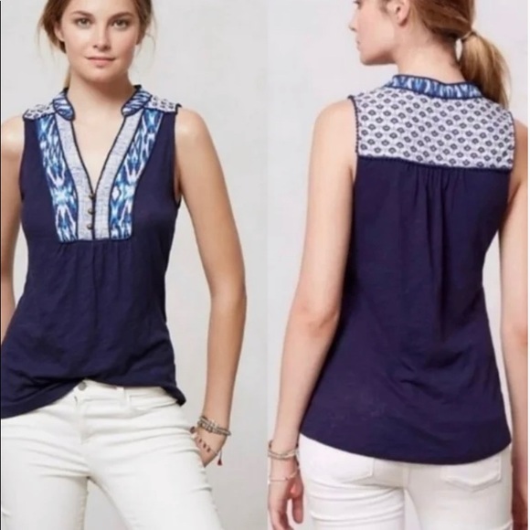 Anthropologie Tops - Akemi + Kin Top Embroidered Evie Tank Top Size M